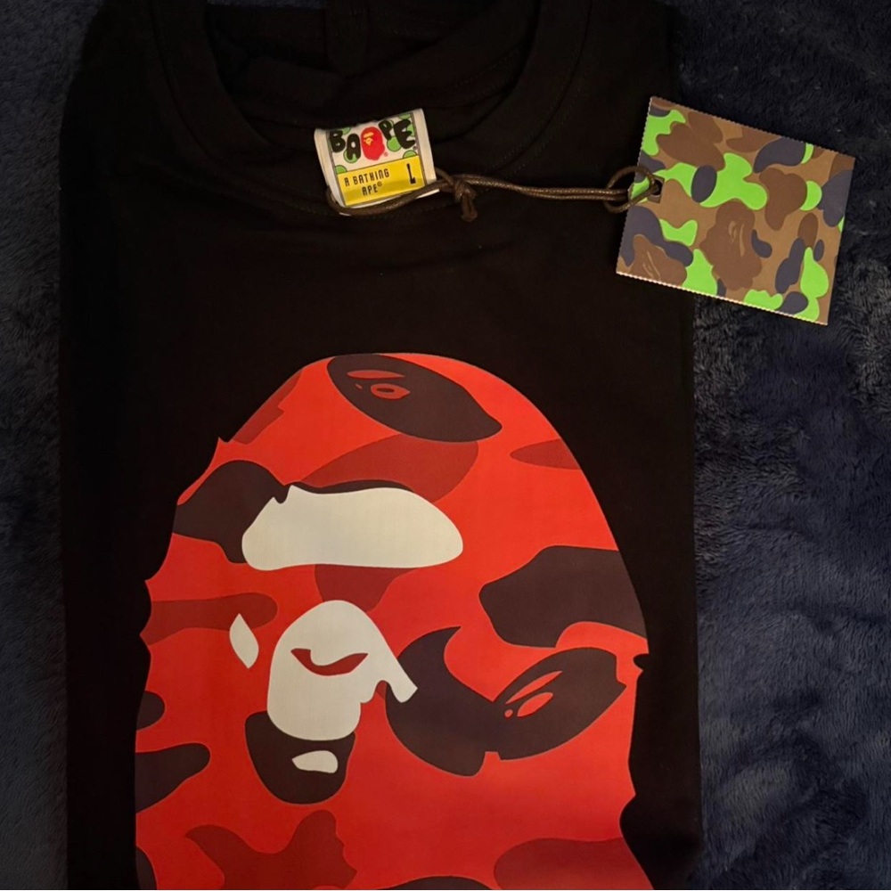Bape Kids Red Camo Ape Face Tee